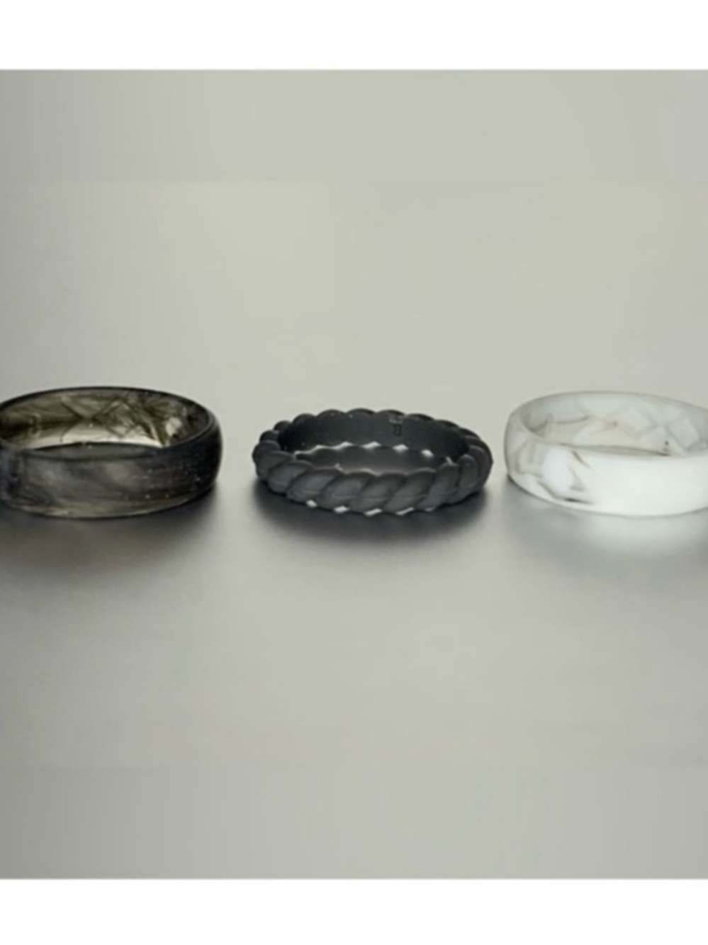 Set of 3 Silicone Wedding Rings Black & White, [Women’s Size 8], NWOT